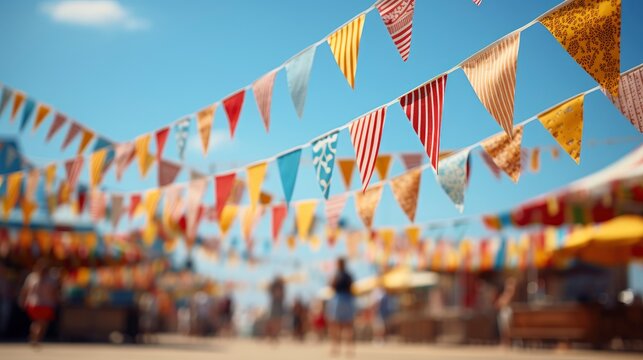 Colorful Bunting Outdoor Summer Festival , Bright Background, Background Hd