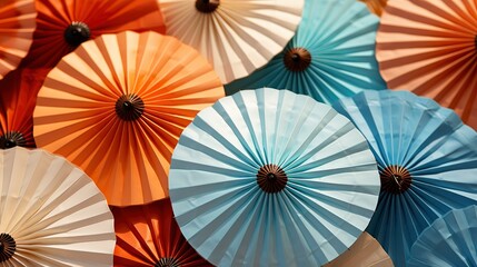 Combination Several Typical Chinese Umbrellas, Bright Background, Background Hd