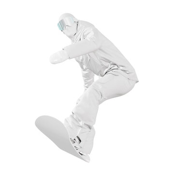 an white Jumping Snowboard image isolated on a white background