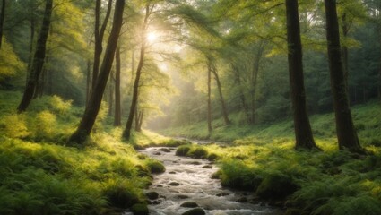 Naklejka premium morning in the woods