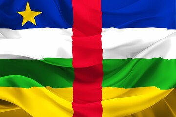 Central African Republic - Waving national flag on silk texture