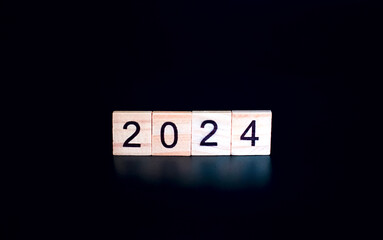 2024 sign on a black background. New Year 2024