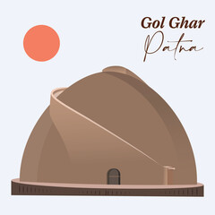 Illustration of Gol Ghar_Building_Patna_Bihar - obrazy, fototapety, plakaty