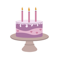 Cake candles isolated on white background. Vector illustration for cards, stickers, banners and web resources.