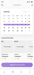 Fototapeta na wymiar Student Social Media Network, Chat, Calendar Classes Assignments , courses, learning, and discussions App UI Kit Template