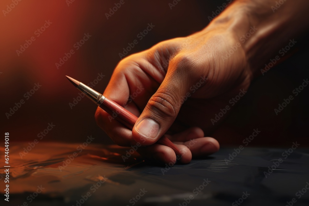 Poster a person holding a pen in their hand. this versatile image can be used in various contexts.