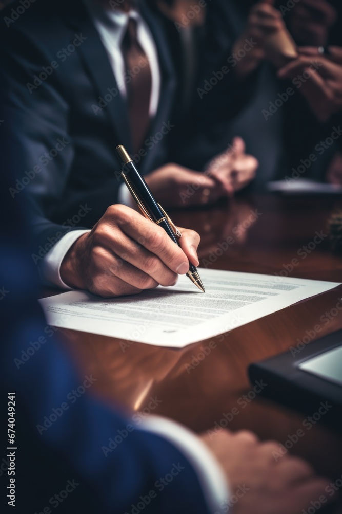 Aufkleber A close-up view of a person writing on a piece of paper. This image can be used in various contexts such as education, communication, or documentation.
