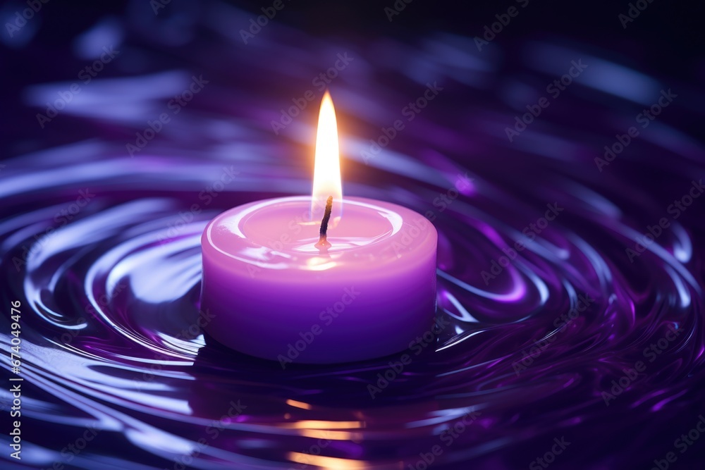 Aufkleber A purple candle gently floating on top of a body of water. This serene image can be used to create a calming atmosphere or to symbolize tranquility and meditation.