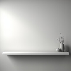 White shelf with vase and vase on the wall. 3d rendering,Generative AI - obrazy, fototapety, plakaty