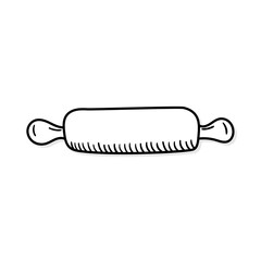 Rolling pin vector icon in doodle style. Symbol in simple design. Cartoon object hand drawn isolated on white background.
