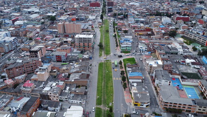 Naklejka premium aerial photography of Bogota, neighborhoods and streets
