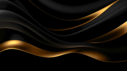Digital technology green black and gold waves abstract poster web page PPT background