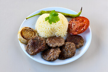 Meatball between bread (Turkish name : ekmek arasi kofte ). Izgara kofte