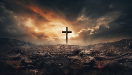the cross in the sky above cloudy land