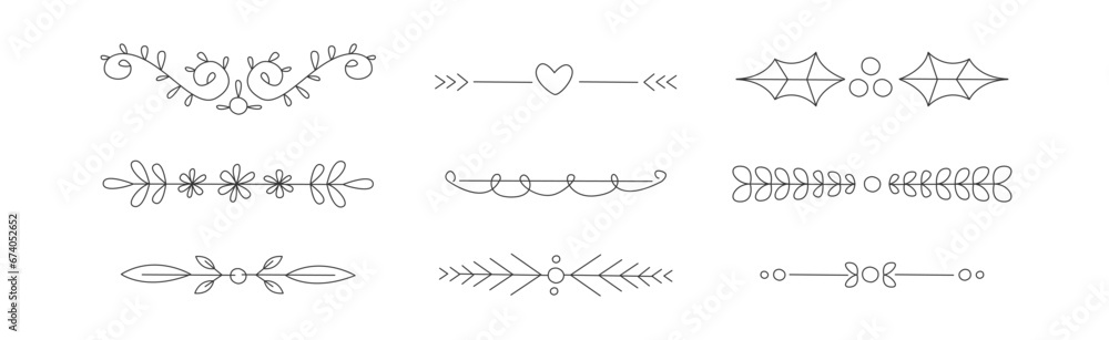 Poster line border and decorative divider element vector set