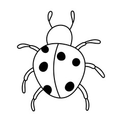 Ladybug vector icon in doodle style. Symbol in simple design. Cartoon object hand drawn isolated on white background.