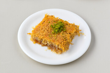 Turkish Dessert Sobiyet  Baklava, mussels baklava and classic baklava with Pistachio . Cevizli, Fistikli Baklava, top view.