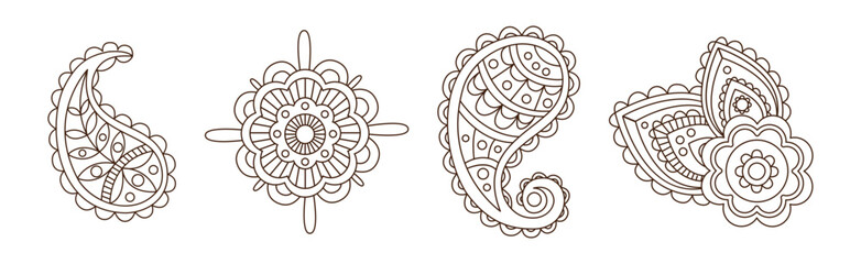 Paisley Pattern and Traditional Oriental Ornament Vector Set