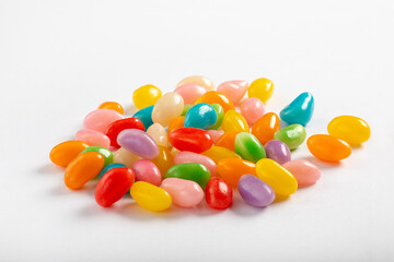 Colorful candy jelly pile isolated on white background.