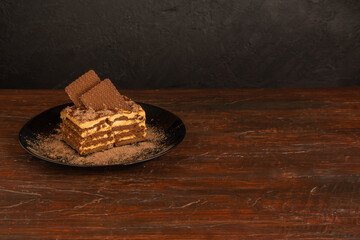 Chocotorta typical dessert from Argentina. Made with dulce de leche mixed with cream and chocolate cookies.