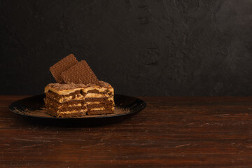 Chocotorta typical dessert from Argentina. Made with dulce de leche mixed with cream and chocolate cookies.