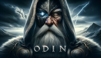 Odin - The nordic god of wisdom in gold and blue
 - obrazy, fototapety, plakaty