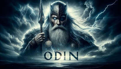 Odin - The nordic god of wisdom in gold and blue
 - obrazy, fototapety, plakaty