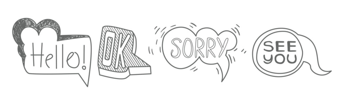 Sketch Speech Bubble with Cool Text Vector Set