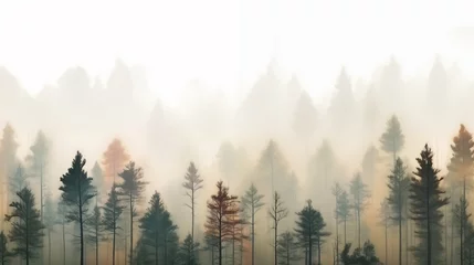 Blackout roller blinds Forest in fog Misty forest in autumn
