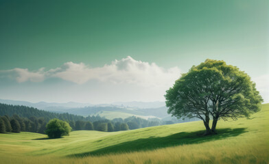 Obraz premium a tree in a grassy field 