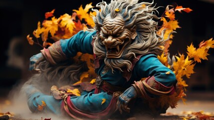 Tibetan Buddhist Dancer Traditional Demon Spirit, Bright Background, Background Hd