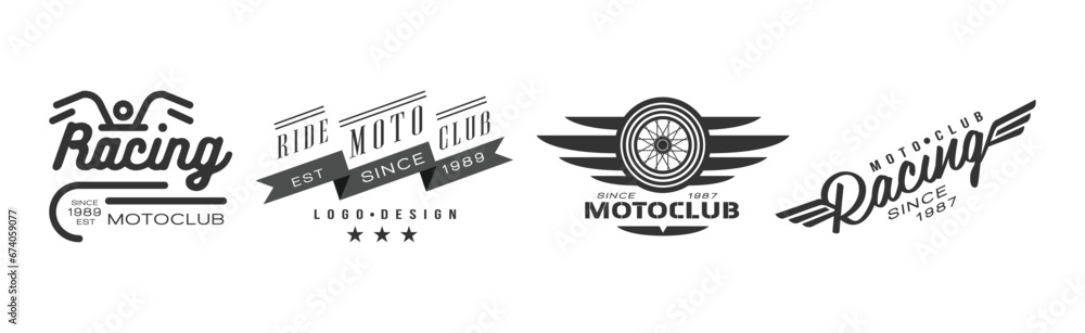 Wall mural Racing Club and Motorcycle Ride Logo and Emblem Vector Set