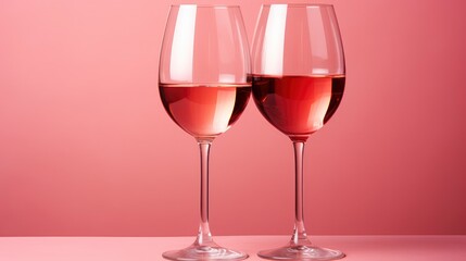 Two Glasses Rose Wine Mockup Blank , Bright Background, Background Hd