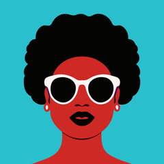 Female Fortitude: Vector Graphics Spotlight Resilient Women Worldwide, simple and minimalist African strong woman Portrait, editable Vector