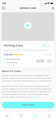Class description, Art Education, Online Learning, Photography, Video, acrylic and Painting Classes App UI Kit Template