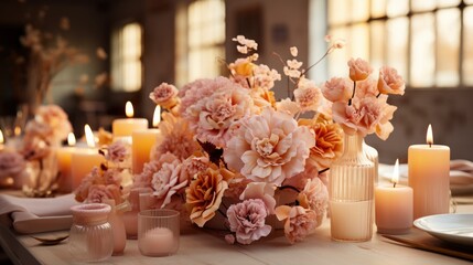 Obraz na płótnie Canvas Very Nicely Decorated Wedding Table , Bright Background, Background Hd