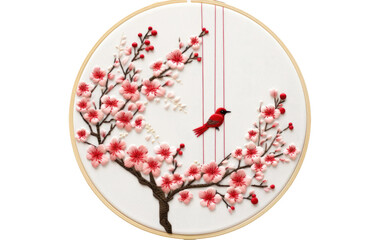 Handcrafted Chinese Embroidery Hoop on isolated background