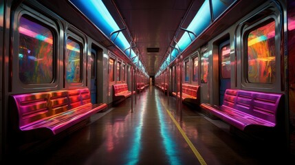 subway train at night