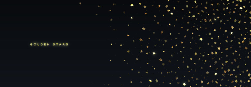 A scattering of gold stars on a dark background.