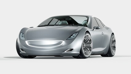 3D rendering of a brand-less generic concept car	
