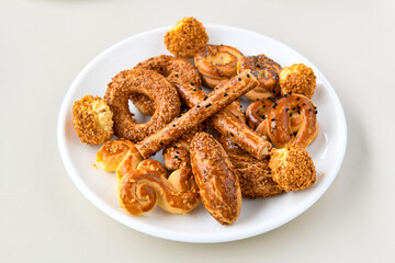 Turkish homemade sweet and savory cookies .Tatli tuzlu kurabiye. Kuru pasta