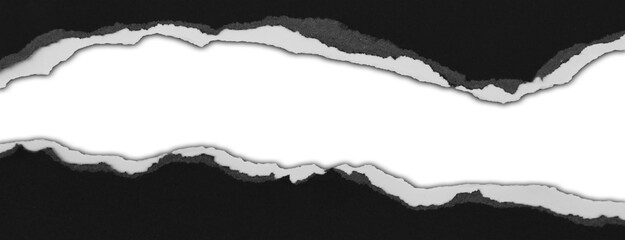 Gap in ripped black paper on white