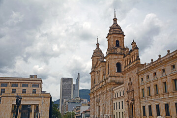 Fototapeta na wymiar Sacro Santa Iglesia Catedral Primada Basílica Metropolitana de la Inmaculada Concepción de María (Kathedrale der Unbefleckten Empfängnis), Bogotá, Kolumbien
