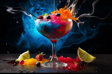 Colorful cocktail with a magical blend of colors. Generative AI