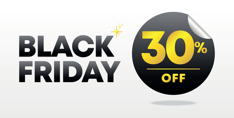 30% off. Black Friday advertising, shopping event, sales, commercial, e-commerce. Promotion, offers. Coupon, tag, ad. Price discount. Celebration, holiday. web banner