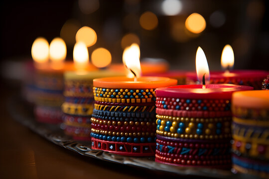 homemade holder with a close-up of Kwanzaa candles