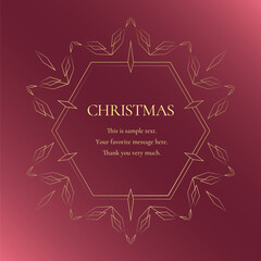 素材_フレーム_クリスマスをモチーフにした冬の飾り枠。赤と金の高級感のある囲みのデザイン