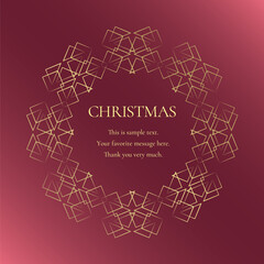 素材_フレーム_クリスマスをモチーフにした冬の飾り枠。赤と金の高級感のある囲みのデザイン