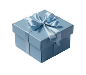 blue gift box with ribbon isolated on transparent and white background. png