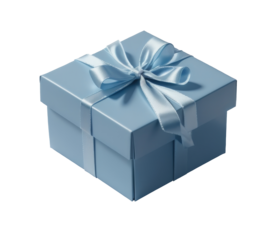 blue gift box with ribbon isolated on transparent and white background. png